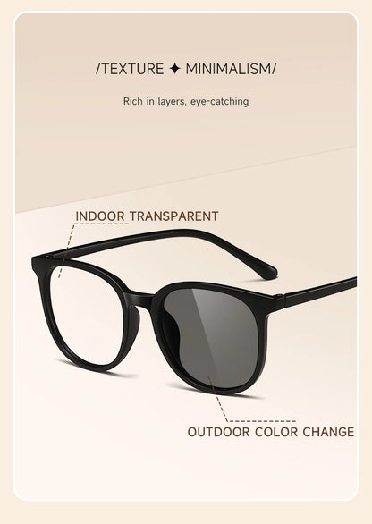Photochromic Large Frame Sunglasses - UV400 Fashion Eyewear for Office & Outdoor