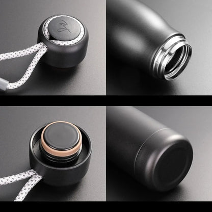 Vacuum Thermos Bottle - Stainless Steel, 550ml, Carry Rope, 5 Colors, Hot & Cold