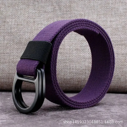 Striped Canvas Belt - Double Buckle Unisex (110-170cm)