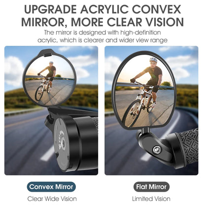 Universal Bike Mirror Adjustable 360° Convex Rearview for MTB & Road Cycling
