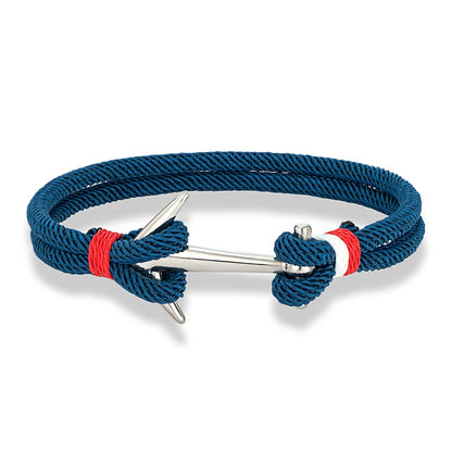 Nautical Steel Double Rope Anchor Bracelet Waterproof, Unisex & Adventure Ready