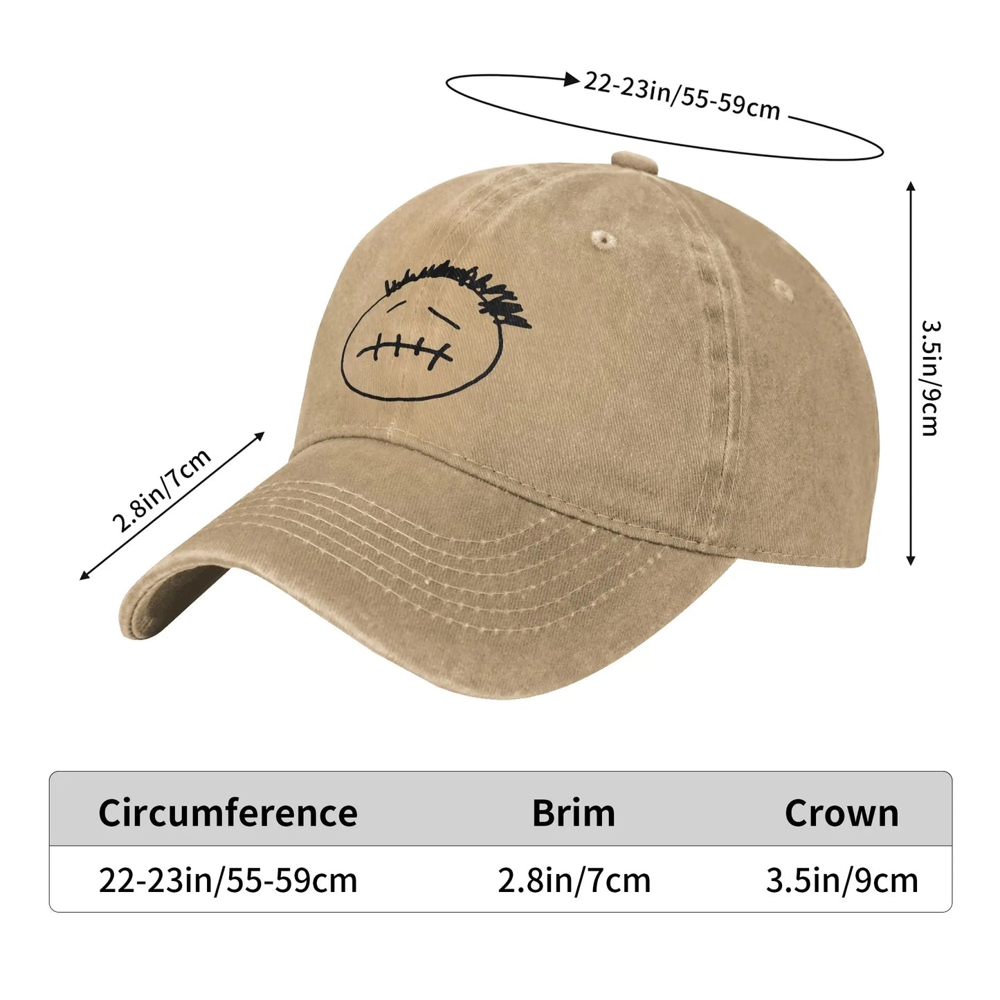 Distressed Washed Snapback Cap Cotton, One Size