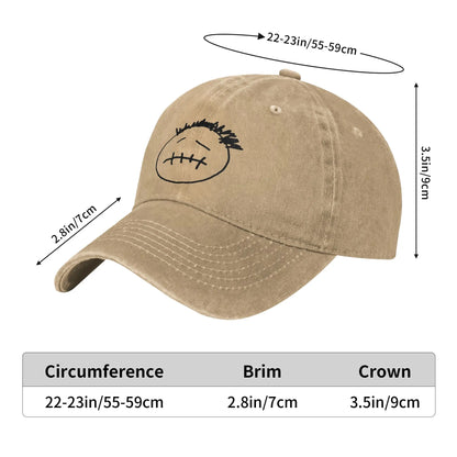 Distressed Washed Snapback Cap Cotton, One Size