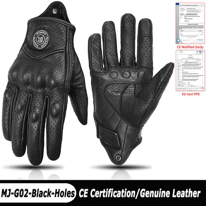 Classic Vintage Leather Riding Gloves Touchscreen, Unisex, Motorcycle & Cycling