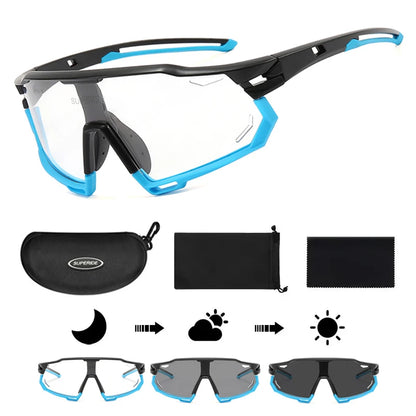 Photochromic Cycling Sunglasses - UV400, 152mm Wide, CE Certified, With/Without Case