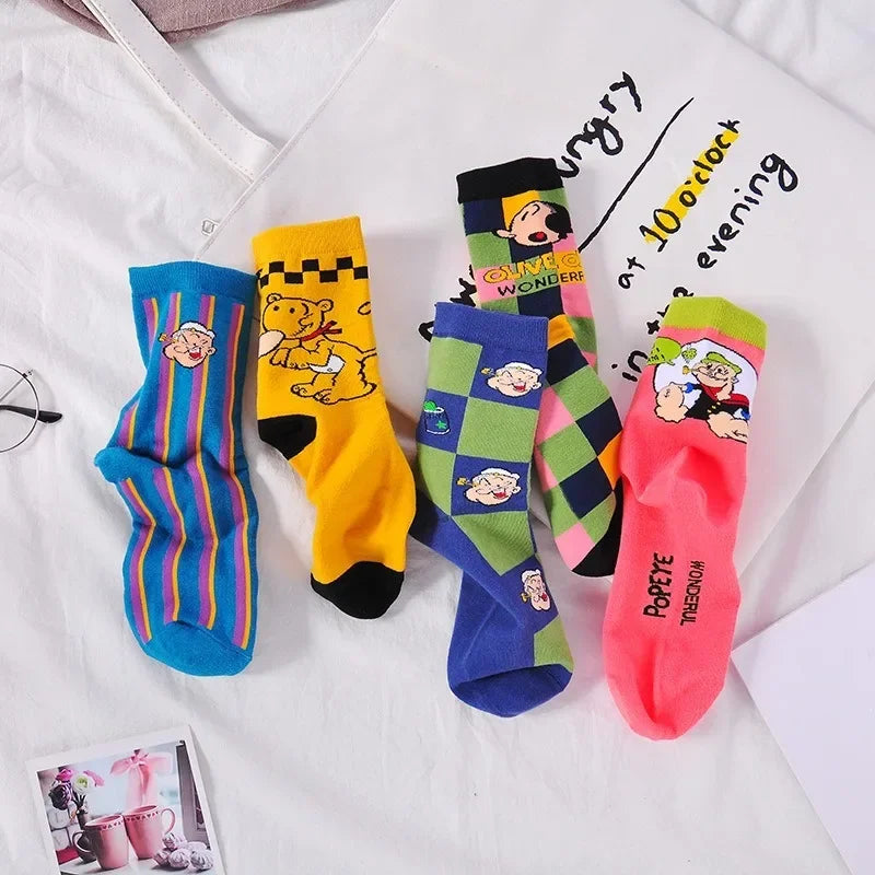 Calcetines de Algodón con Estampado de Dibujos Animados - Jacquard, 5 Diseños, Unisex EU 35-41