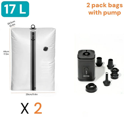 17L Vacuum Compression Storage Bag – Reusable Travel Bag with Electric Pump