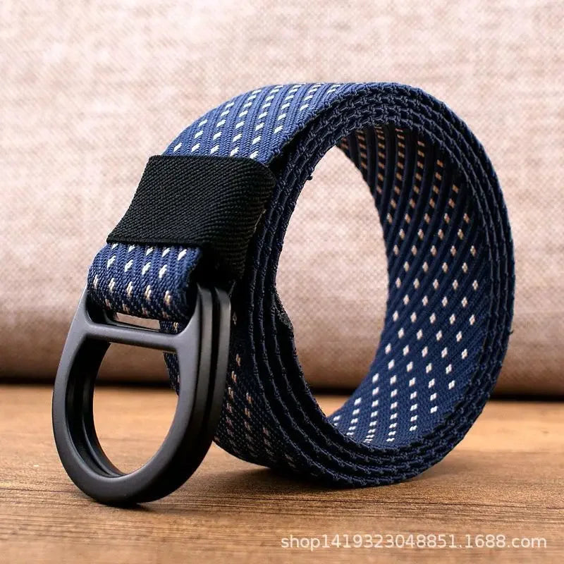 Striped Canvas Belt - Double Buckle Unisex (110-170cm)