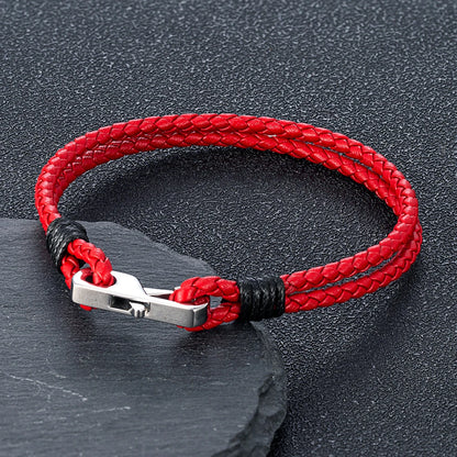Pulsera de piel auténtica de 3 mm – Hebilla cuadrada de acero 316L | Estilo clásico para hombre