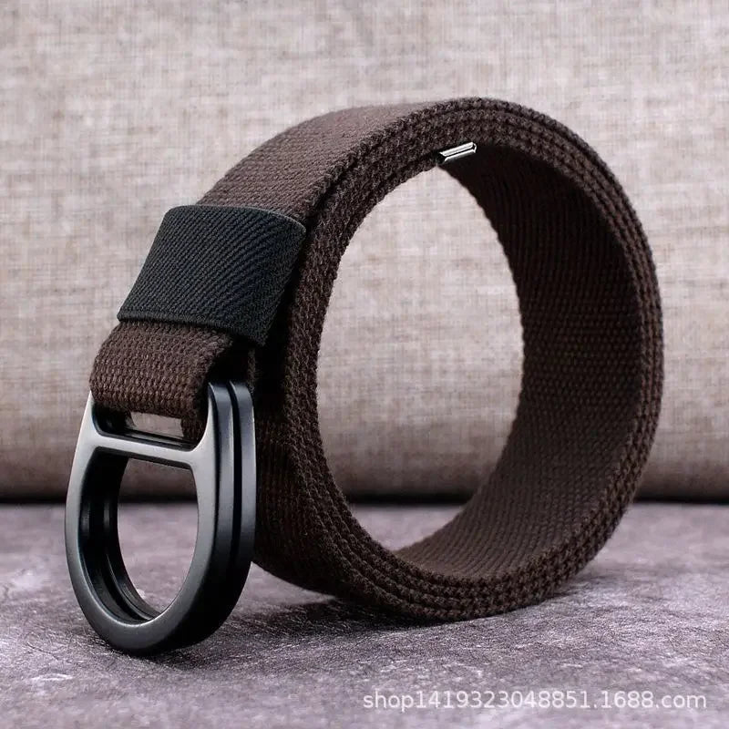 Striped Canvas Belt - Double Buckle Unisex (110-170cm)