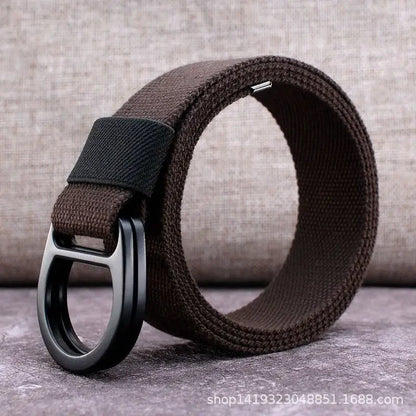 Striped Canvas Belt - Double Buckle Unisex (110-170cm)