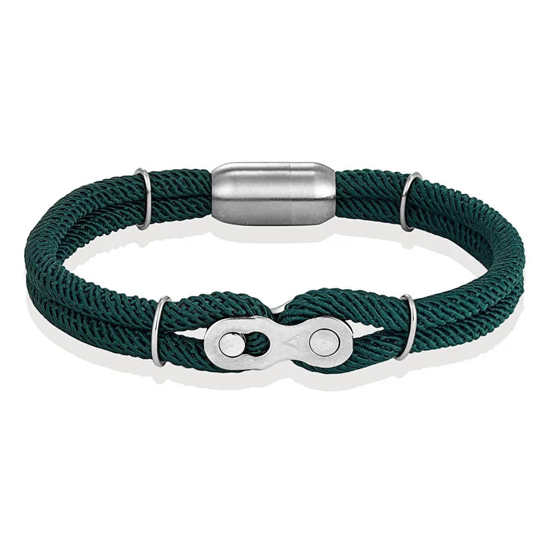 Biker Chain Magnetic Bracelet Rugged Rope & Rock Style