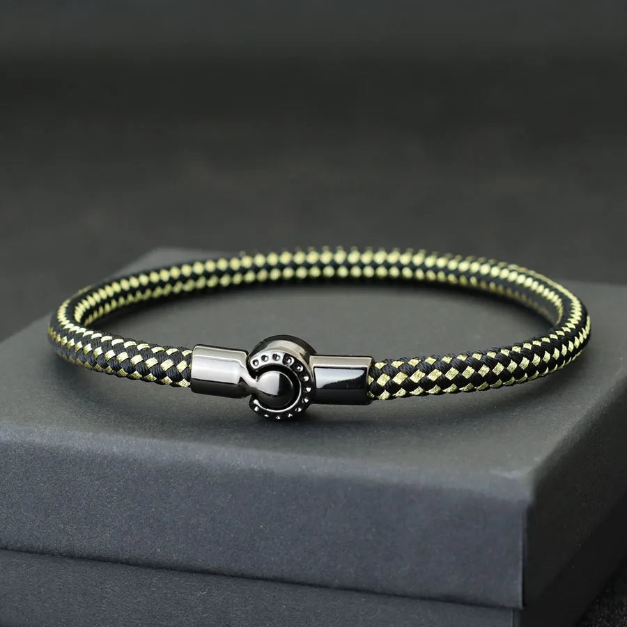 Outdoor Sports Cycling Mens Rope Bracelet Black Magnet Buckle Wrap Bangle Pulseira Corda Masculina Pulceras Hombres Elegante deideas