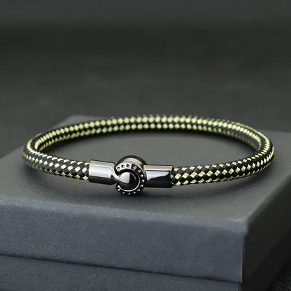 Outdoor Sports Cycling Mens Rope Bracelet Black Magnet Buckle Wrap Bangle Pulseira Corda Masculina Pulceras Hombres Elegante deideas