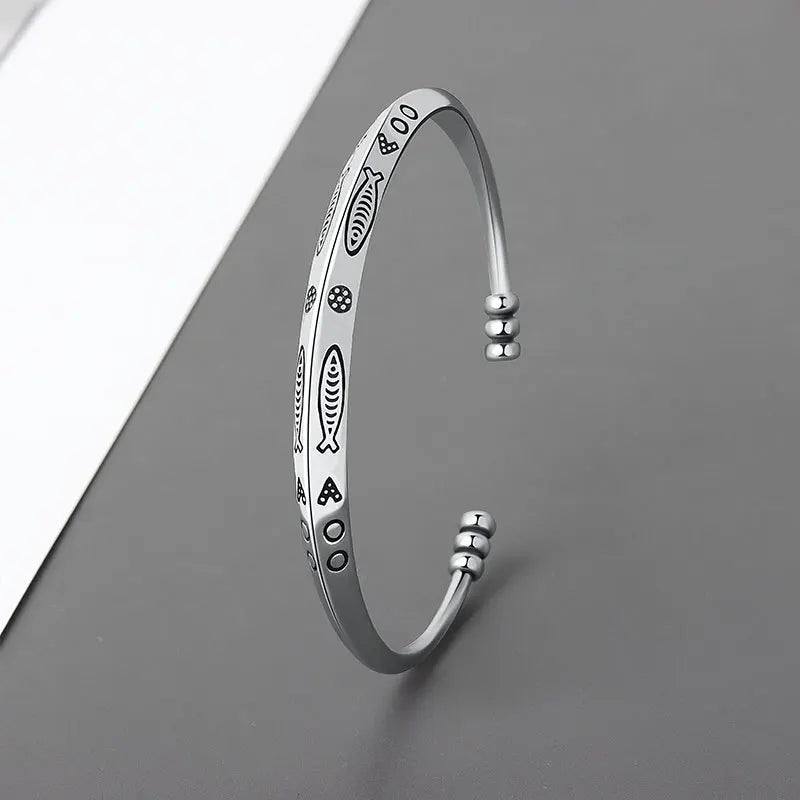 Feather Cuff Bracelet Adjustable Metal Bangle for Men & Women