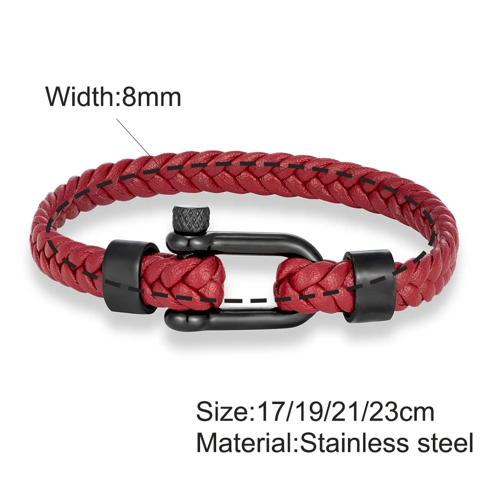 Minimalist Leather Bracelet - Magnetic Clasp, Stainless Steel