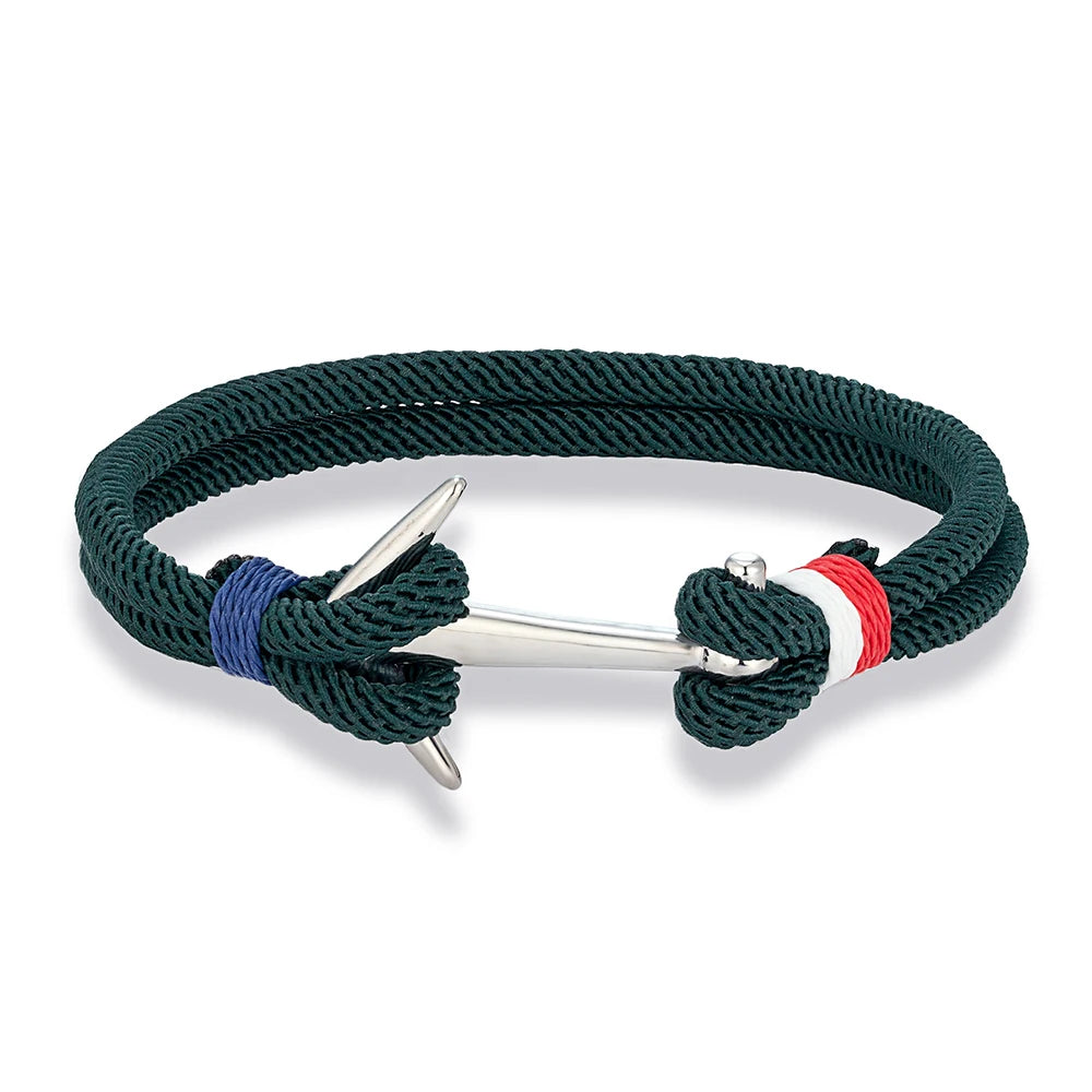 Nautical Steel Double Rope Anchor Bracelet Waterproof, Unisex & Adventure Ready