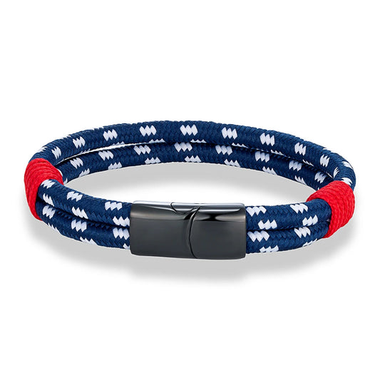 Fashion Nautical Bracelet  Woven Rope with Stainless Steel Accent