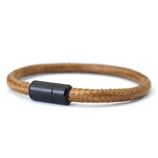 IronTide Leather and Rope Punk Bracelet with Magnetic Closure
