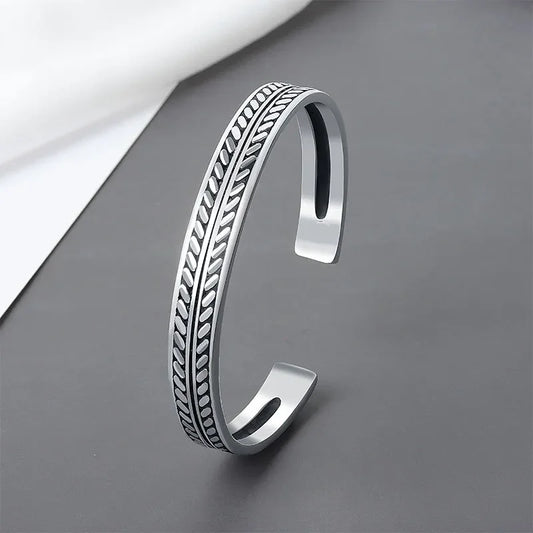 Feather Cuff Bracelet Adjustable Metal Bangle for Men & Women