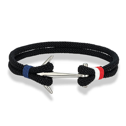 Nautical Steel Double Rope Anchor Bracelet Waterproof, Unisex & Adventure Ready