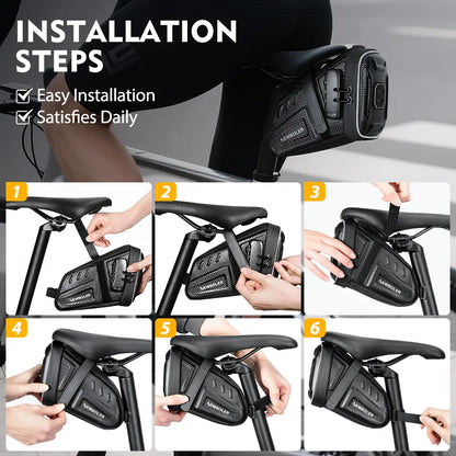 Bike Saddle Bag with Password Lock  Waterproof & Reflective Tool Pouch