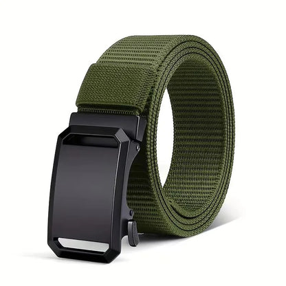 Cinturón Táctico de Lona - Hebilla Automática, 3.8cm, 125cm, 6 Colores, Unisex