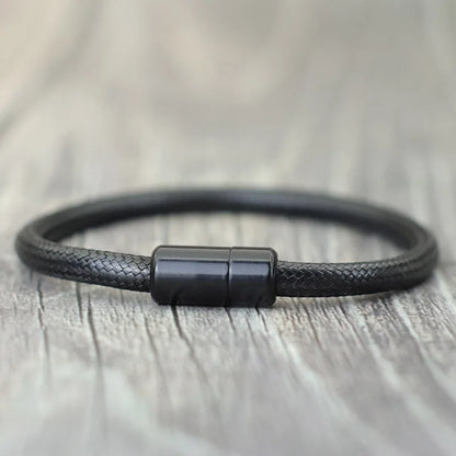 IronTide Leather and Rope Punk Bracelet with Magnetic Closure