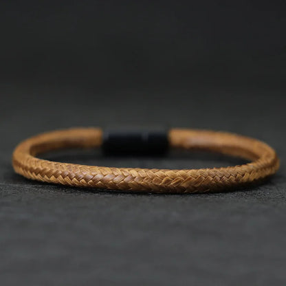 IronTide Leather and Rope Punk Bracelet with Magnetic Closure