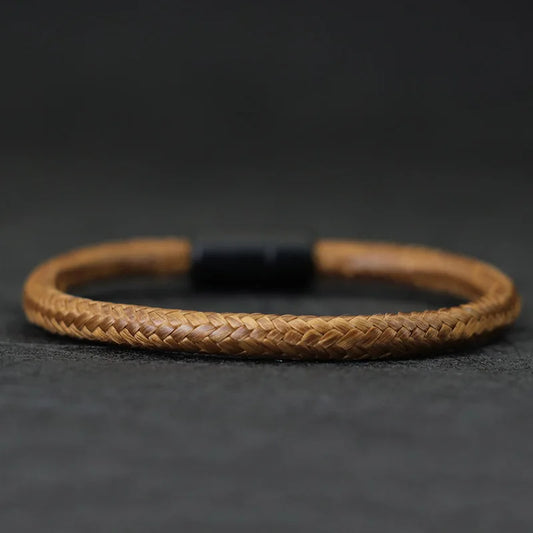 IronTide Leather and Rope Punk Bracelet with Magnetic Closure