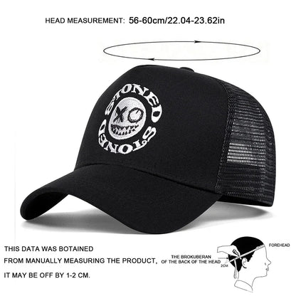 STONED Smiley Face Baseball Cap - Mesh Trucker Hat Unisex