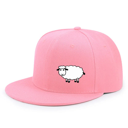 Sheep Pattern Baseball Cap - Adjustable Flat Brim Unisex Street Style Hat