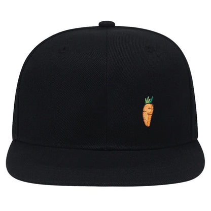 Gorra de béisbol hip-hop con bordado de zanahoria - Gorra informal ajustable