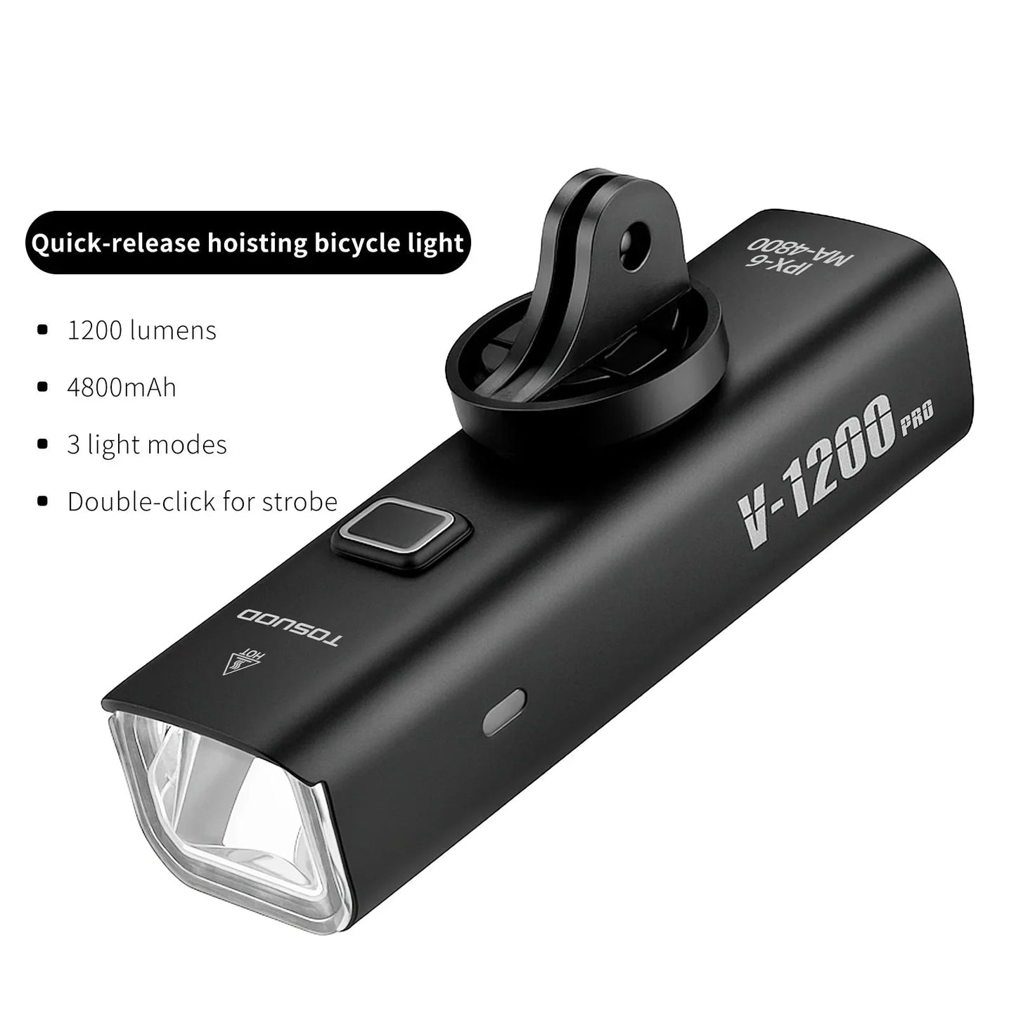 Luz de bicicleta recargable - Hasta 1500 lúmenes, IPX6, 4800mAh, USB, 6 modelos