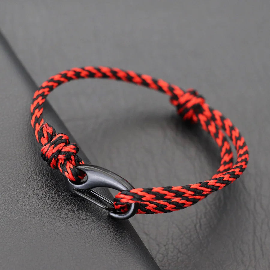 New Handmade Ethnic String Bracelet For Men Marine Fabric Nautical Braslet Black D Buckle Climbing Rope Braclet Beach Pulseria deideas