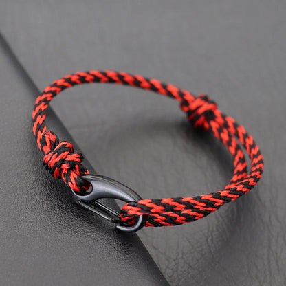 New Handmade Ethnic String Bracelet For Men Marine Fabric Nautical Braslet Black D Buckle Climbing Rope Braclet Beach Pulseria deideas