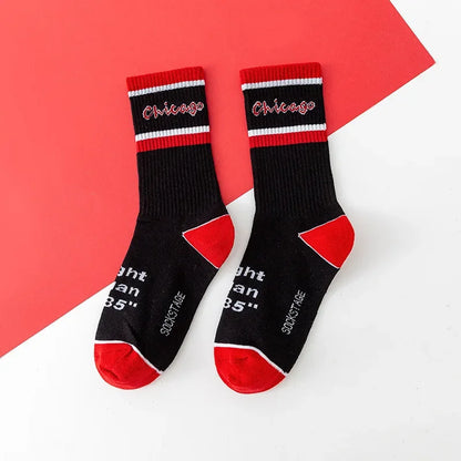 Chicago Street Crew Socks – Bold Letter Pattern, Cotton Blend