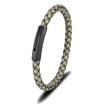 Pulsera de cuero trenzado con cierre magnético - Accesorio de golf premium