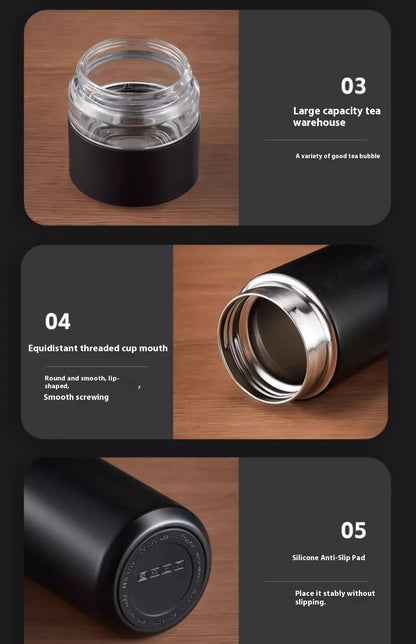 Thermal Travel Mug 316 Stainless Steel, Ceramic Inner, Tea & Coffee Infuser, Foam-Insulated