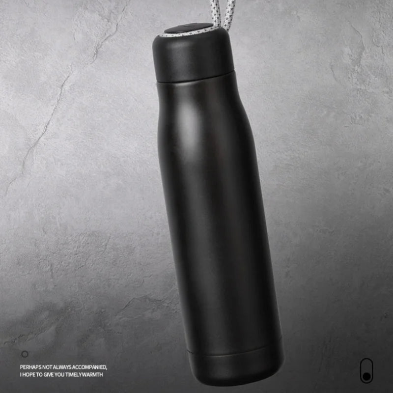 Vacuum Thermos Bottle - Stainless Steel, 550ml, Carry Rope, 5 Colors, Hot & Cold
