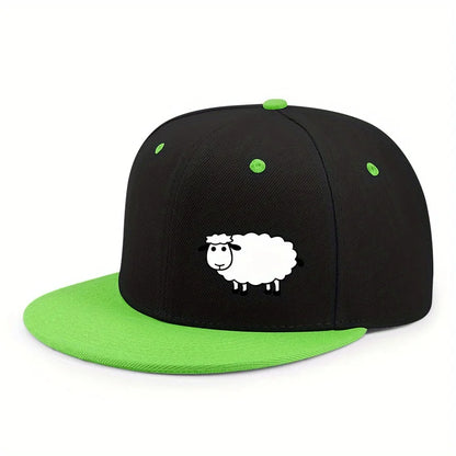 Sheep Pattern Baseball Cap - Adjustable Flat Brim Unisex Street Style Hat