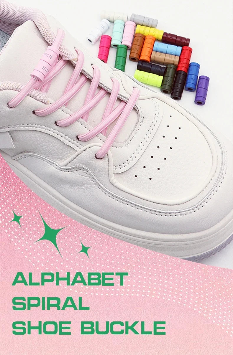 No-Tie Elastic Shoelaces with Color Buckle