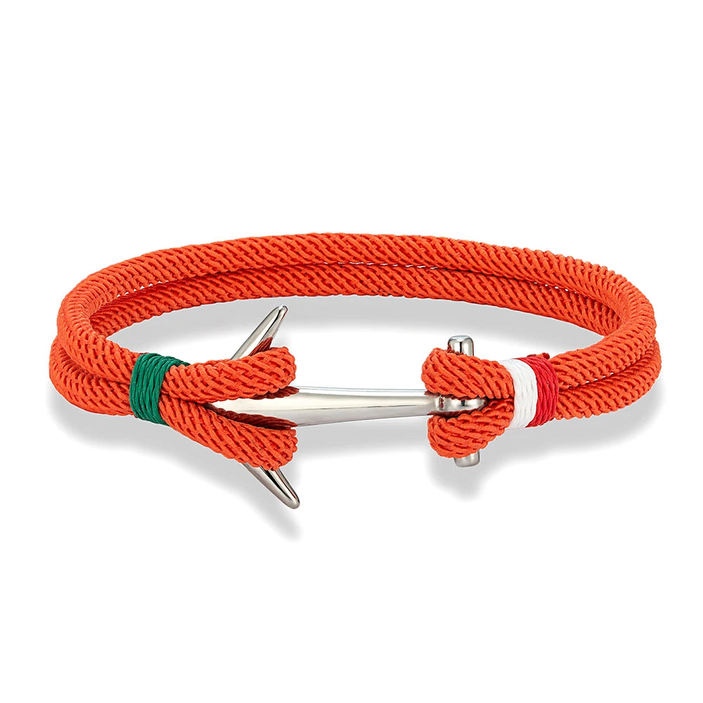 Nautical Steel Double Rope Anchor Bracelet Waterproof, Unisex & Adventure Ready