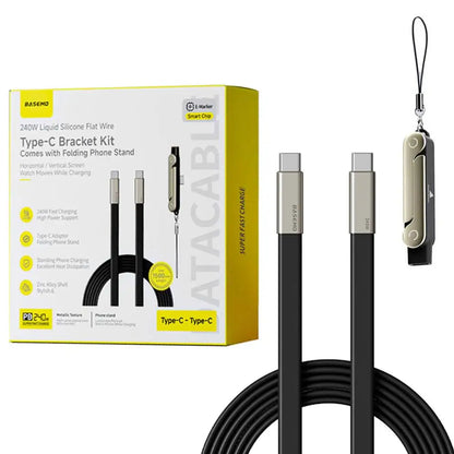 240W USB-C Cable with Phone Stand – Ultra-Fast Charging & 480Mbps Data Transfer
