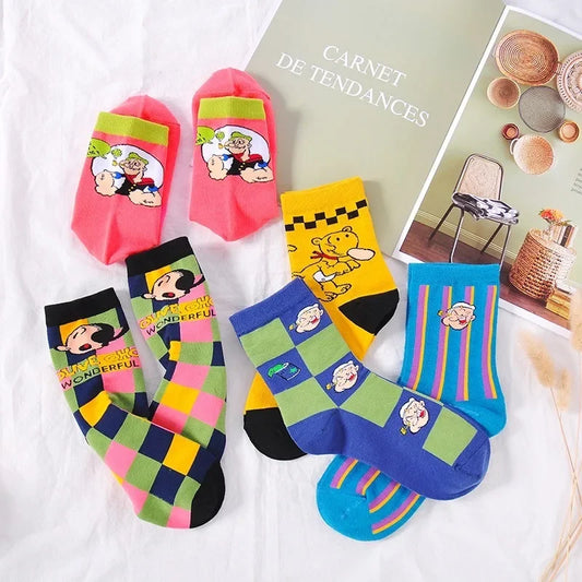 Calcetines de Algodón con Estampado de Dibujos Animados - Jacquard, 5 Diseños, Unisex EU 35-41