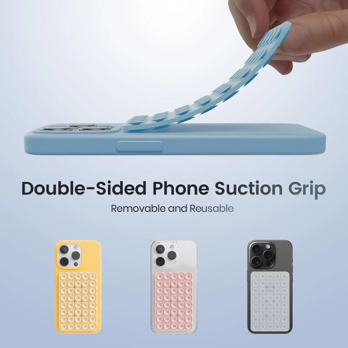 Suction Cup Phone Case Mount Double-Sided,Silicon Sticky Phone Stand for iPhone Android Selfies Hands-Free Strong Grip Holder