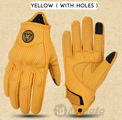 Yellow gloves with holes on a beige background