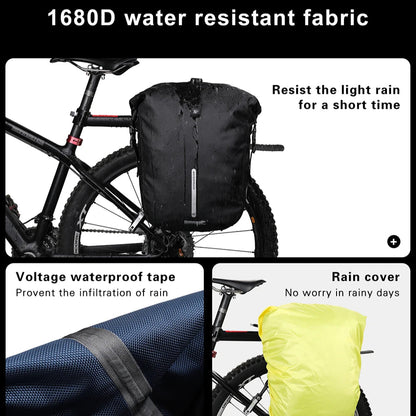 Waterproof Bike Pannier Bag 20L Rear Rack Travel & Shoulder Backpack