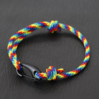 New Handmade Ethnic String Bracelet For Men Marine Fabric Nautical Braslet Black D Buckle Climbing Rope Braclet Beach Pulseria deideas