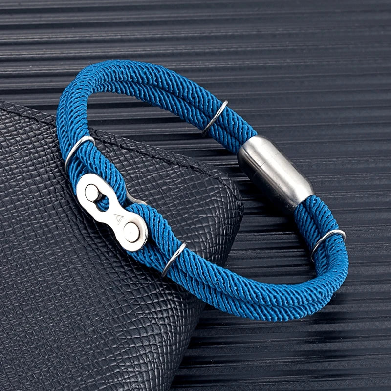 Biker Chain Magnetic Bracelet Rugged Rope & Rock Style